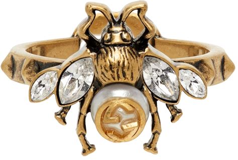 ssense gucci ring|Gucci: Gold Bee Ring .